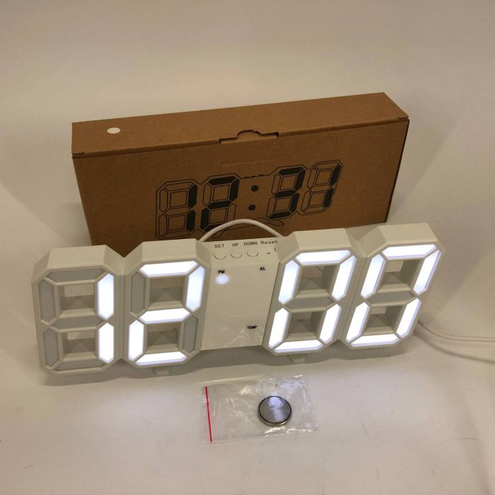 Часы настольные LY-1089 с белой подсветкой LED белые, Часы электронные светящиеся, Электронные часы VST