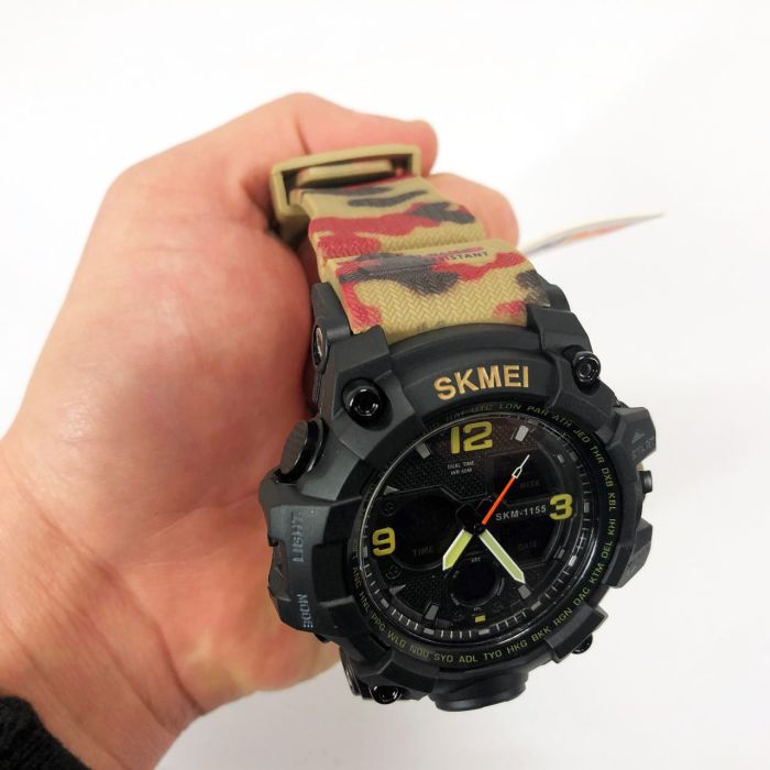 Часы наручные мужские SKMEI 1155BAG RED CAMO, брендовые мужские часы. Цвет: красный камуфляж
