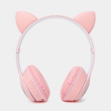 Беспроводные наушники с кошачьими ушками и RGB подсветкой Cat VZV 23M. Цвет: розовый