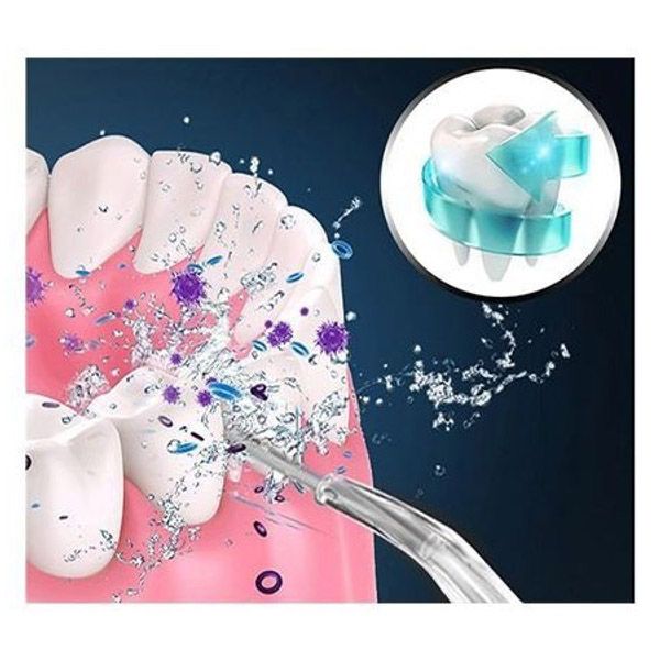 Ирригатор для чистки зубов и полости рта Oral Irrigator с аккумулятором и сменными насадками. Цвет: белый