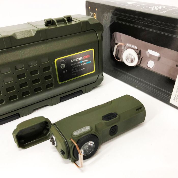 Фонарик-зажигалка армейская MULTIFUNCTIONAL D51-COB, Зажигалка на подарок в упаковке. Цвет: зеленый