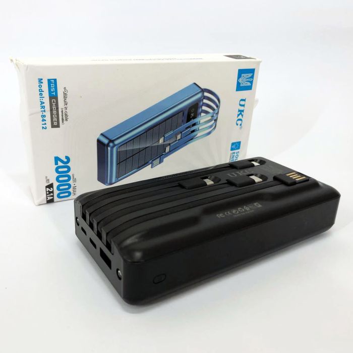 Портативное зарядное устройство на 20000mAh, Power Bank на солнечной батарее, для планшета. Цвет: черный