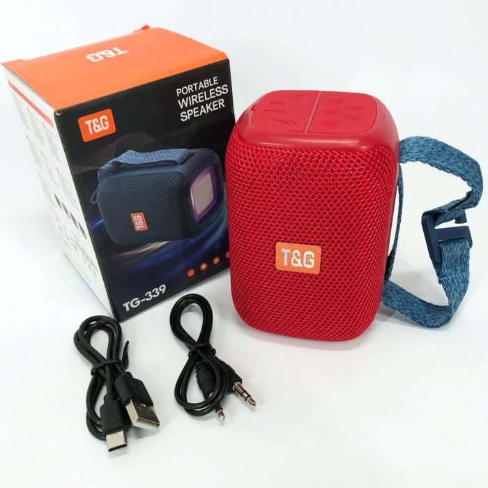 Портативная Bluetooth колонка TG339 5W с RGB подсветкой, Громкая блютуз колонка. Цвет: красный