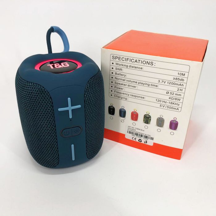 Портативная Bluetooth колонка TG658 8W с RGB подсветкой, аккумуляторная переносная колонка. Цвет: синий