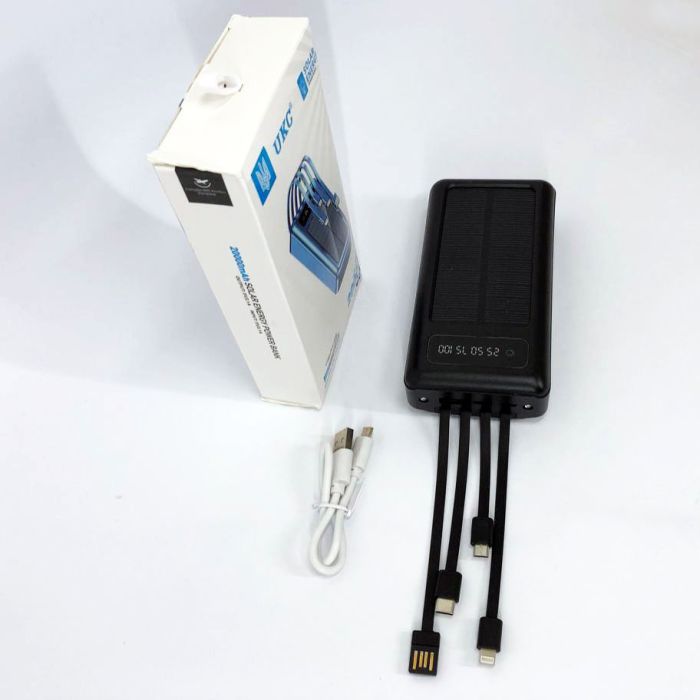Портативное зарядное устройство на 20000mAh, Power Bank на солнечной батарее, для планшета. Цвет: черный