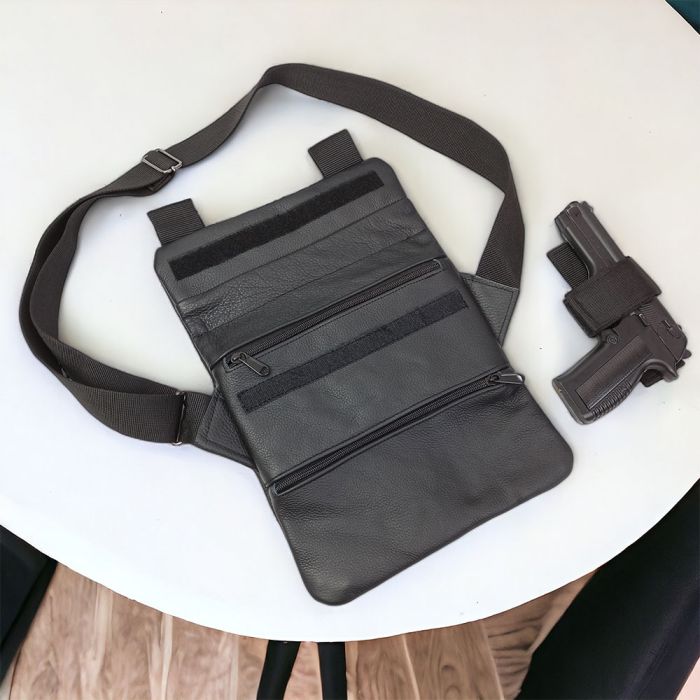 Набор 2В1. Кожаная сумка с кобурой + фонарик профессиональный POLICE BL-X71-P50