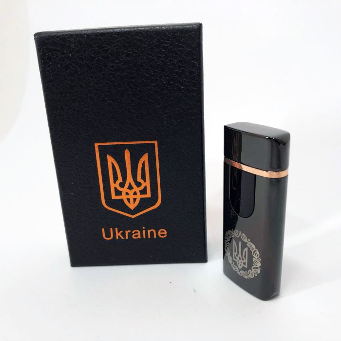 Электрическая и газовая зажигалка Украина с USB-зарядкой HL-435, зажигалка необычная. Цвет: черный