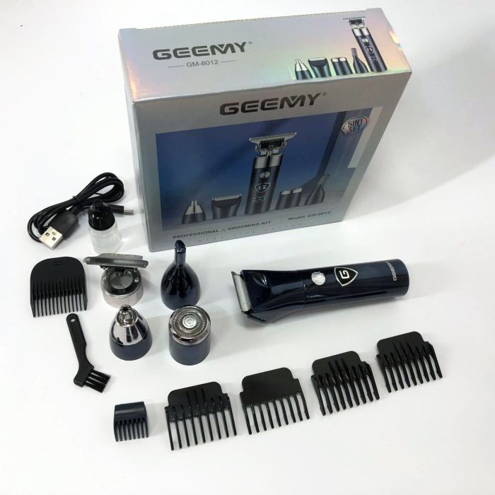 Мужской набор Geemy GM-8012 4 в 1, электробритва с насадками для бороды, тример для бороды
