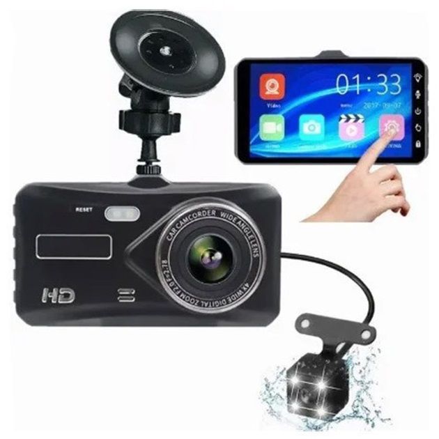 Автомобильный видеорегистратор с двумя камерами T672, LCD 4",1080P Full HD, с поддержкой ночного видения