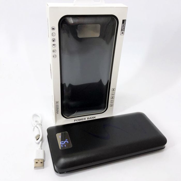 Портативная мобильная зарядка Power Bank 30000 mAh UKC, Внешний аккумулятор, Зарядка power bank. Цвет: черный