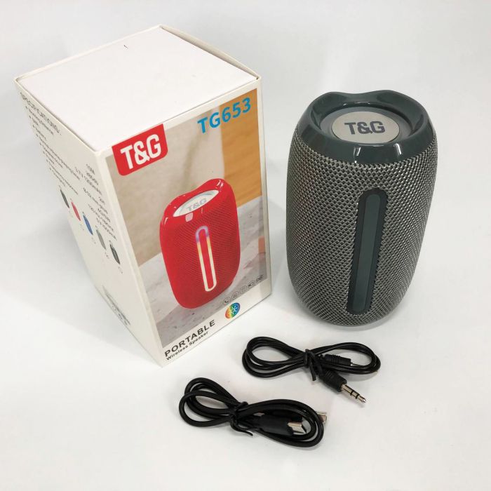 Портативная Bluetooth-колонка TG653 USB с ремешком, громкая колонка для вечеринки. Цвет: серый