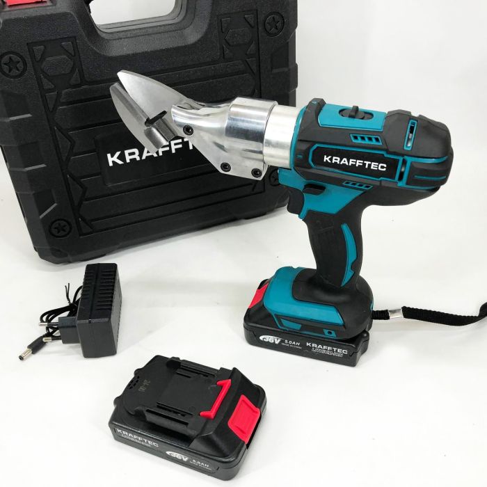 Аккумуляторные ножницы по металлу в кейсе Krafftec DJS130R, 2 акб 36V/5AP