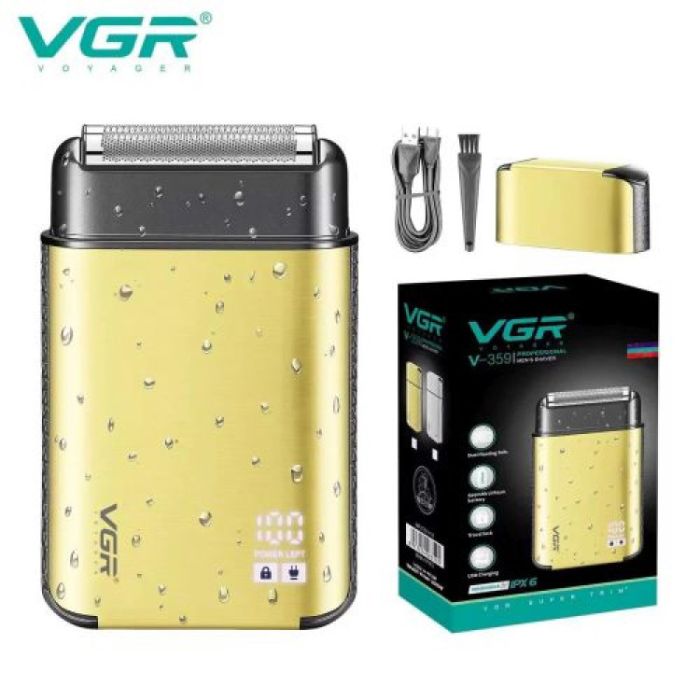 Электробритва VGR V-359 gold шейвер для влажного и сухого бритья, машинка мужская для бритья
