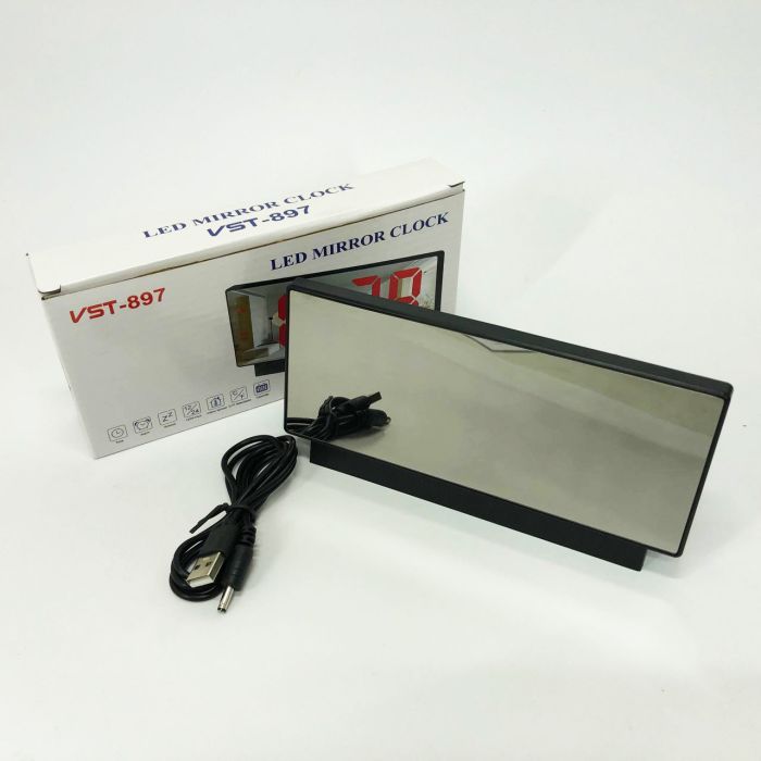 Часы сетевые настольные VST-897-1 (красная подсветка, температура, от USB кабеля), Настольные LED часы