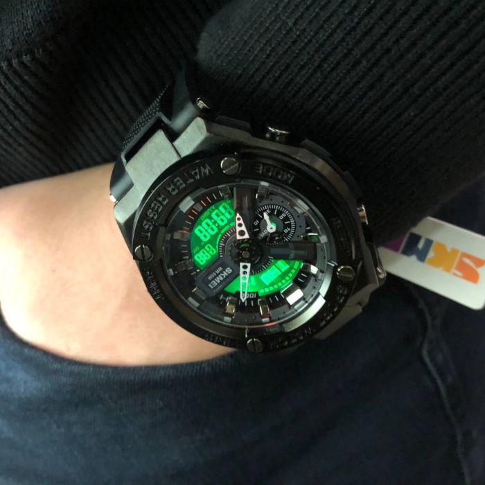 Часы наручные мужские SKMEI 2101BK, армейские часы противоударные, оригинальные мужские часы спортивные