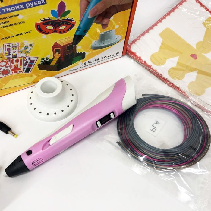 3D ручка Smart 3D Pen 2 c LCD дисплеем, Ручка 3d для развития внимания. Цвет: розовый