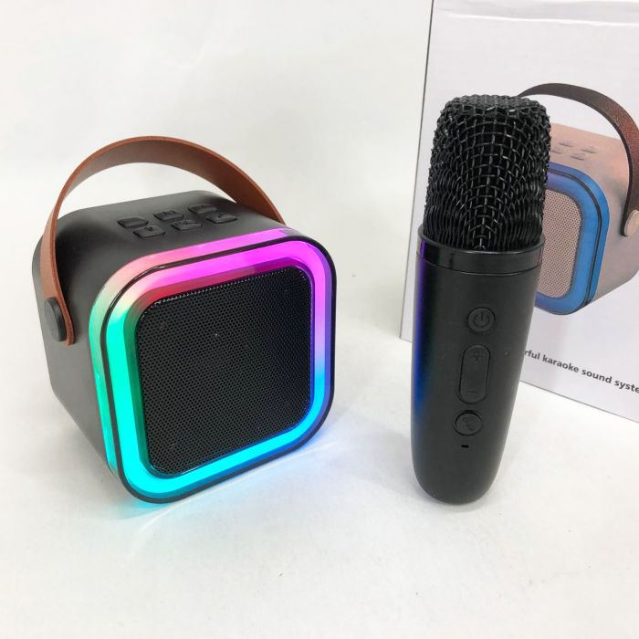 Портативная колонка с караоке микрофоном и RGB подсветкой K12 10W Bluetooth. Цвет: черный