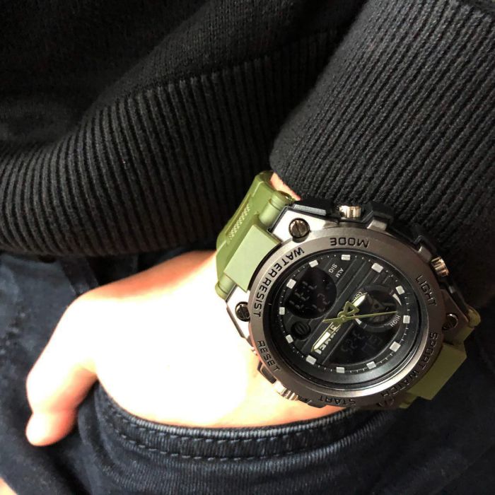Часы наручные мужские SKMEI 2031AG ARMY GREEN, часы тактические противоударные. Цвет: зеленый