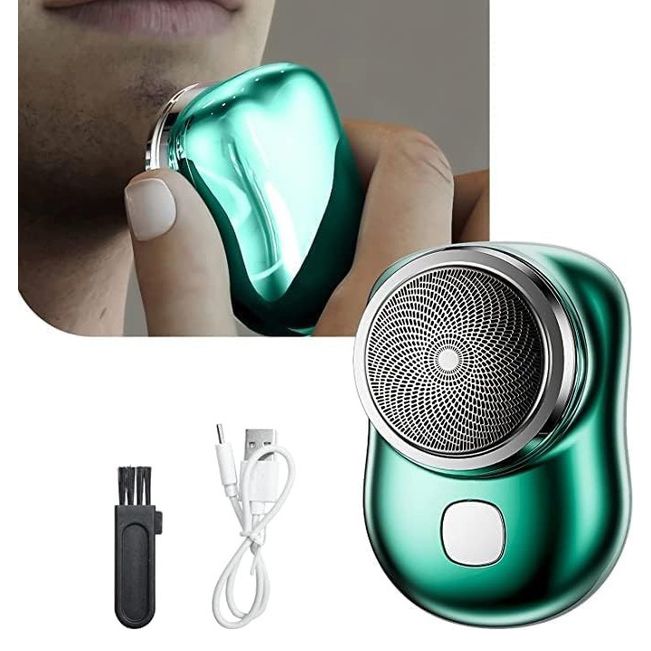 Электробритва Mini Shaver дорожная роторная беспроводная для влажного и сухого бритья зеленый