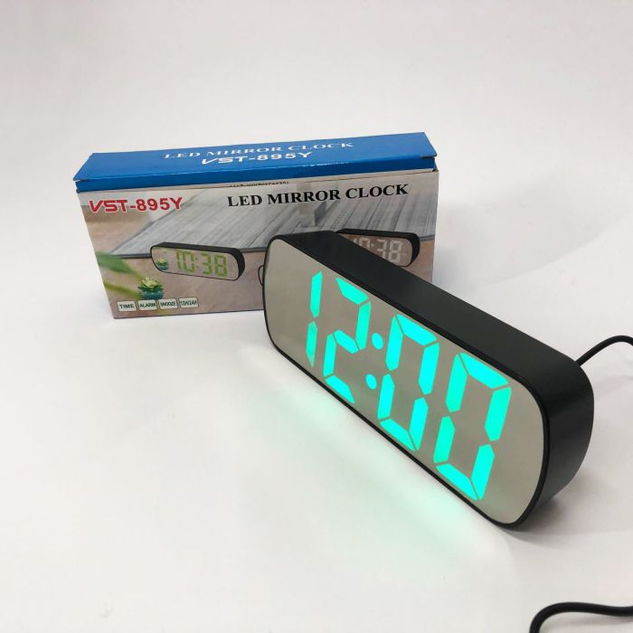 Часы настольные VST-895Y-4 USB с зеленым циферблатом, Настольные электронные часы с большими цифрами