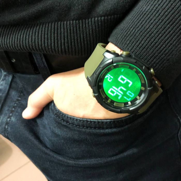 Часы наручные мужские SKMEI 1845AG ARMY GREEN, армейские водостойкие тактические часы. Цвет: зеленый
