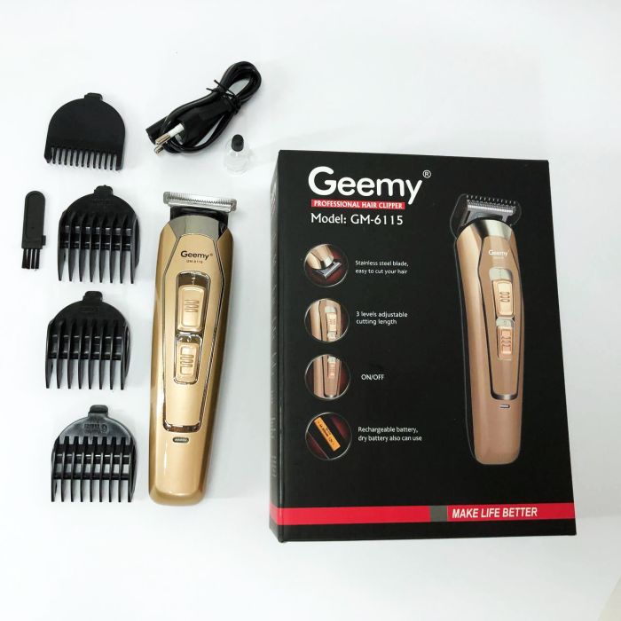 Машинка для стрижки GEMEI GM-6115, машинка для стрижки волосся домашня. Цвет: бежевый