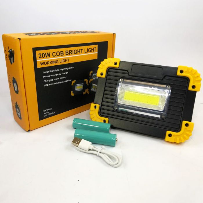 Светодиодный фонарь LED прожектор зу USB L811-20W-COB-1W с Power Bank, лампа-прожектор, ручной прожектор