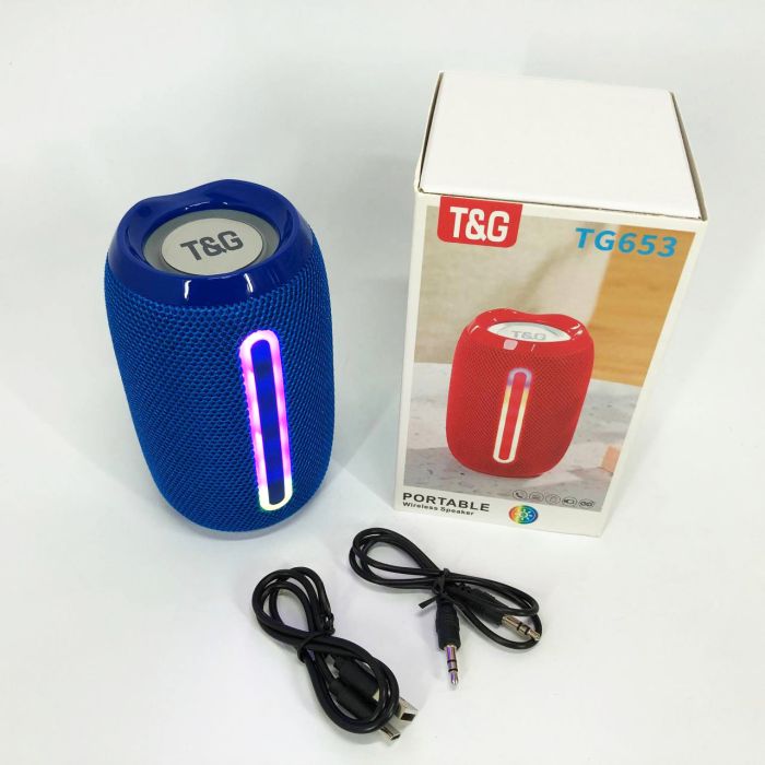 Портативная Bluetooth-колонка TG653 USB с ремешком, Беспроводная колонка портативная мощная. Цвет: синий