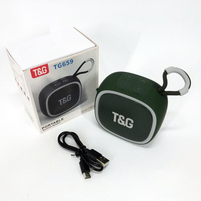 Портативная Bluetooth-колонка TG659 с ремешком, Беспроводная колонка портативная мощная. Цвет: зеленый
