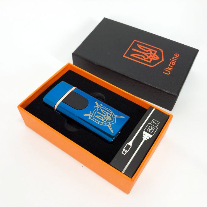 Электрическая и газовая зажигалка Украина с USB-зарядкой HL-432, зажигалка сенсорная. Цвет: синий