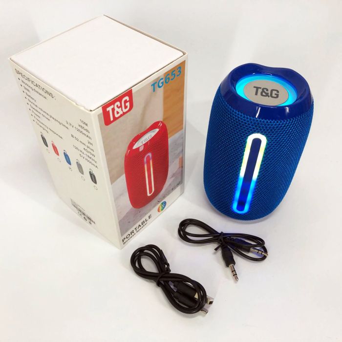 Портативная Bluetooth-колонка TG653 USB с ремешком, Беспроводная колонка портативная мощная. Цвет: синий