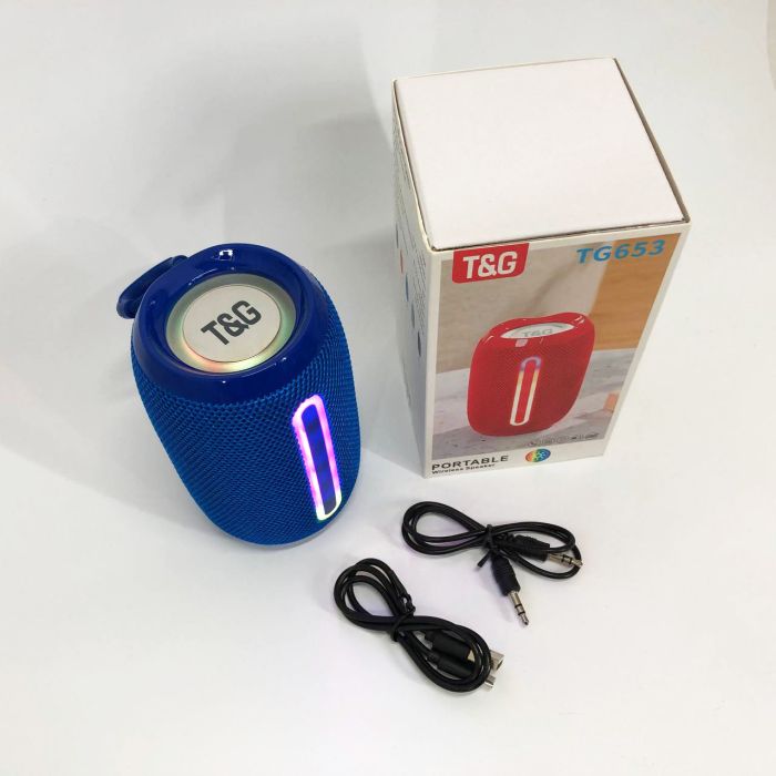 Портативная Bluetooth-колонка TG653 USB с ремешком, Беспроводная колонка портативная мощная. Цвет: синий