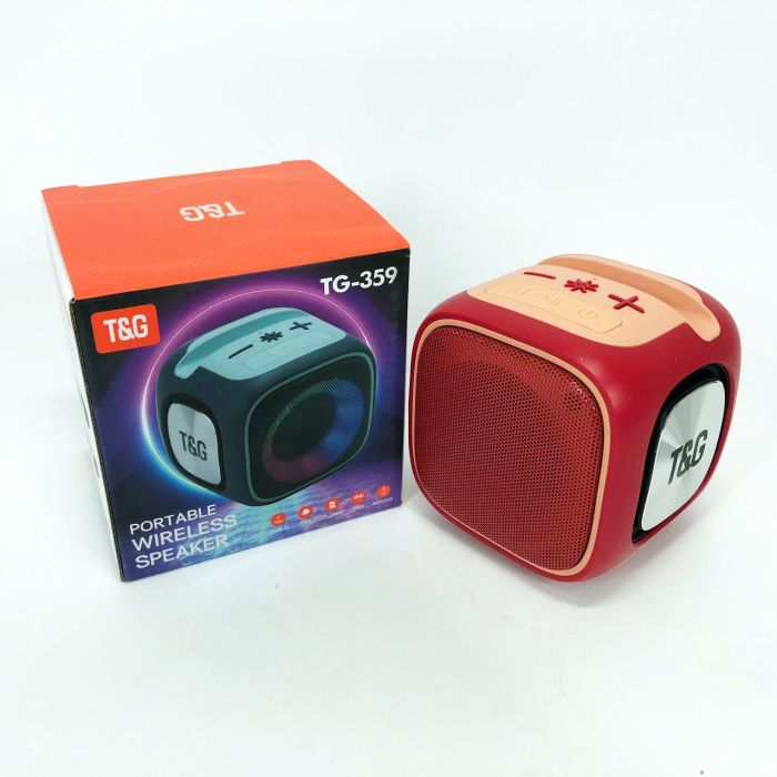 Портативная Bluetooth колонка TG359 7W с RGB подсветкой, Громкая блютуз колонка. Цвет: красный