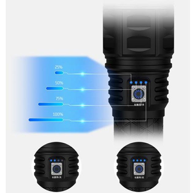 Ручной фонарь Police AK138 WHITE LASER LED PM60-TG с зарядкой USB, работающий от 4х18650 аккумуляторов