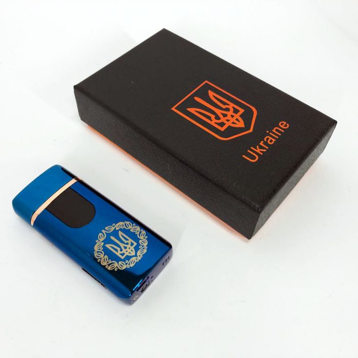 Электрическая и газовая зажигалка Украина с USB-зарядкой HL-435, зажигалки с зарядкой от usb. Цвет: синий