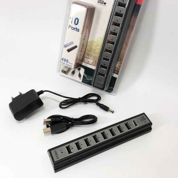 Разветвитель USB HUB на 10 портов с активной зарядкой 220V, Разветвитель юсб, Хаб для ноутбука