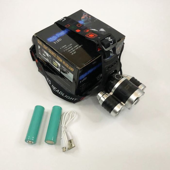 Фонарь Police 3000-T6+2XPE (2х18650, 5 режимов, Zoom, 1500 люмен), Налобный фонарь с линзой