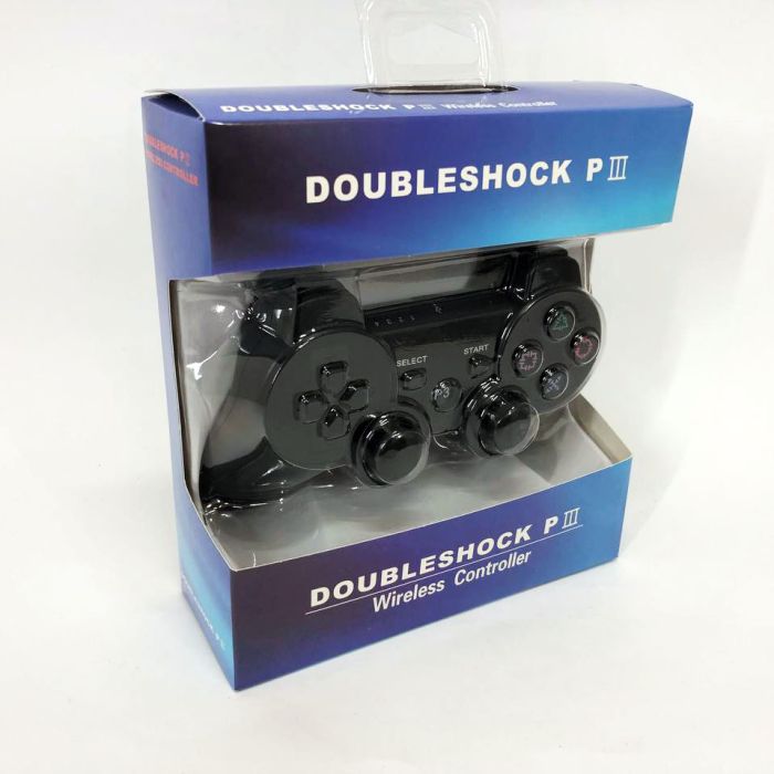 Игровой беспроводной геймпад Doubleshock PS3/PC аккумуляторный джойстик с функцией вибрации. Цвет: черный