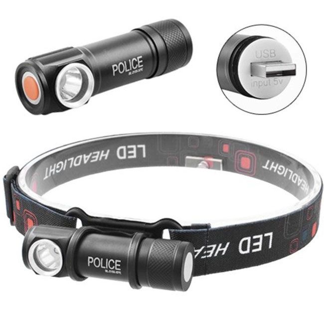 Налобный фонарь Police BL-2155-XPE + встроенный аккумулятор + USB, Мощный аккумуляторный налобный фонарик