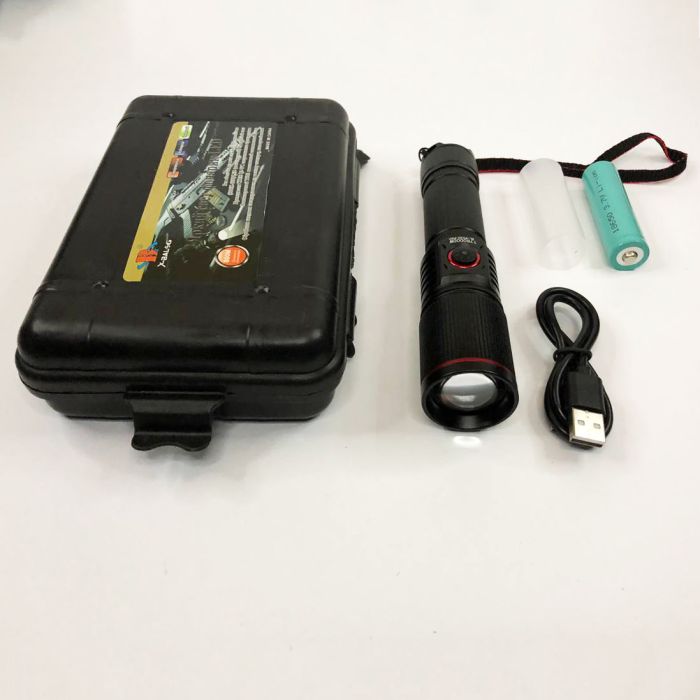Фонарь переносной P520-P50, ЗУ Type-C, 1x18650/3xAAA, zoom, индикация заряда, ремешок, Водонепроницаемый