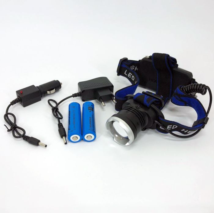Налобный фонарь Bailong BL-T24-P50 аккумуляторный LED/Zoom 3 режима работы, фонарь на голову для рыбалки