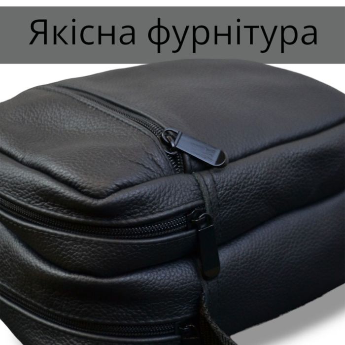 Сумка мессенджер из натуральной кожи, мужская большая сумка на 4 кармана с черной молнией