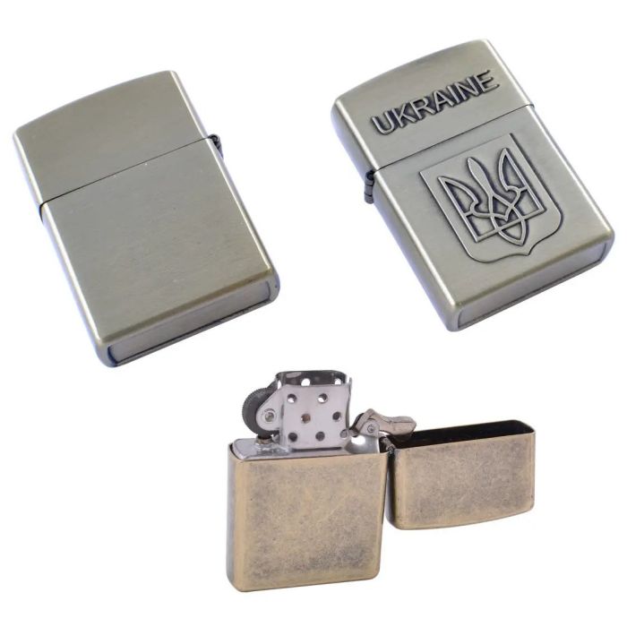 Зажигалка бензиновая герб Украины 4410, зажигалка в подарок, сувенирные зажигалки,. Цвет: золотой