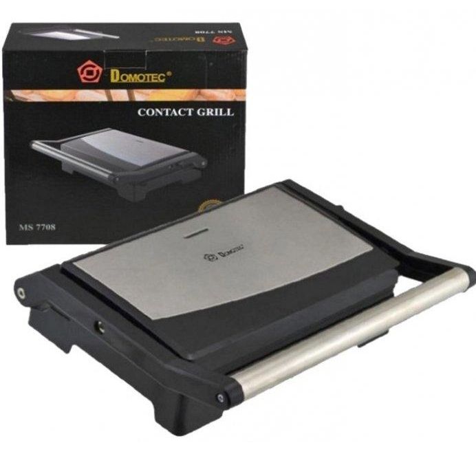 Гриль электрический Domotec MS-7708 контактный прижимной с антипригарным гранитным покрытием 1000 W