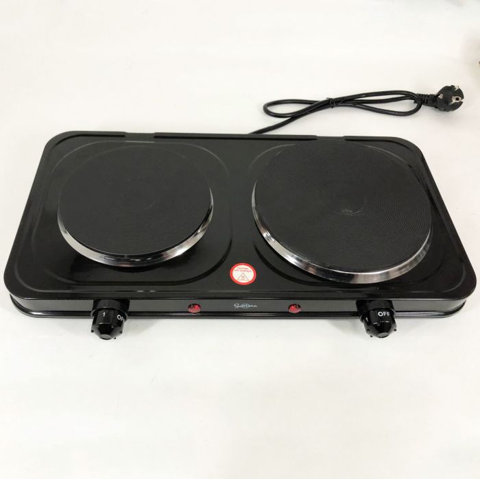 Плитка настольная электрическая Suntera DP-1935B, 2500 W, 2 конфорки разного диаметра. Цвет: черный