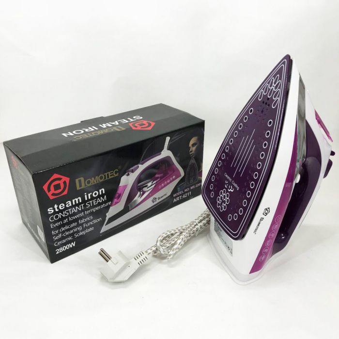 Утюг Domotec MS 2201 2800W керамическая подошва, Профессиональный паровой утюг. Цвет: фиолетовый