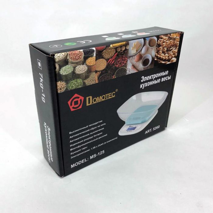 Весы кухонные DOMOTEC MS-125 Plastic, точные кухонные весы, весы для взвешивания продуктов. Цвет: зеленый