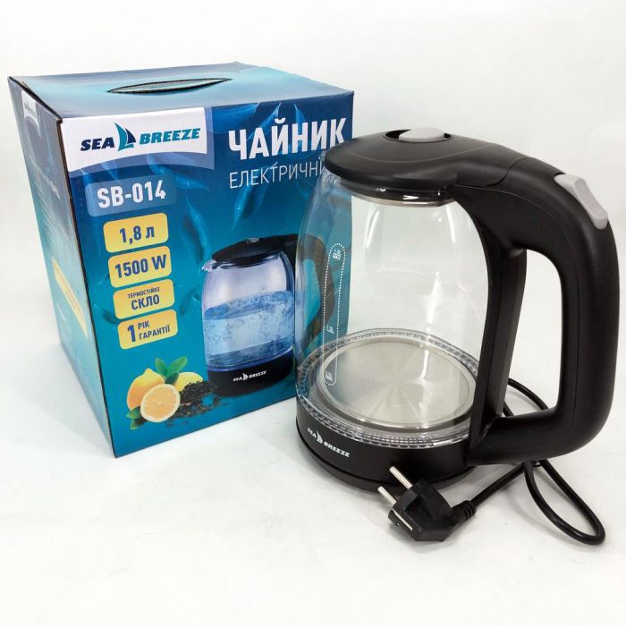 Чайник электрический SeaBreeze SB-014 1.8 л 1800 Вт, чайник прозрачный с подсветкой, электрочайник