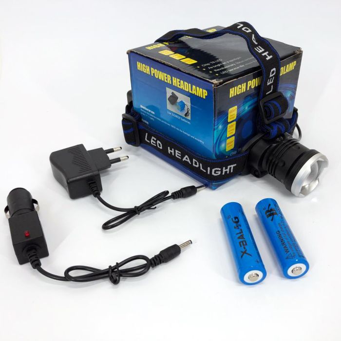 Налобный фонарь Bailong BL-T24-P50 аккумуляторный LED/Zoom 3 режима работы, фонарь на голову для рыбалки