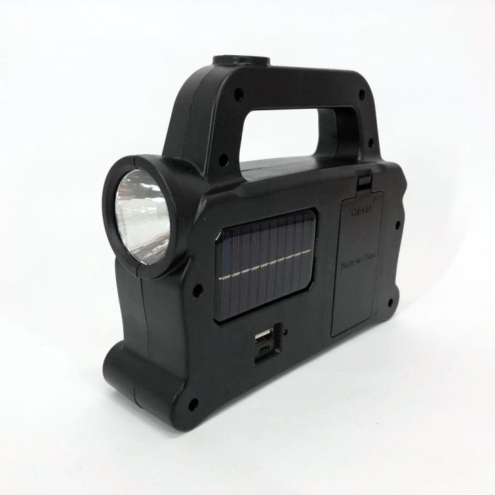 Фонарь ручной на солнечной батарее 3в1 HB-6168-LED+2COB с боковой лампой, 3 режима с функцией Power Bank